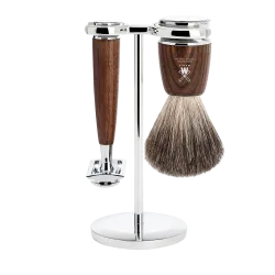 Ensemble de rasage sécurité MÜHLE RYTMO 3 p blaireau frêne poil noir